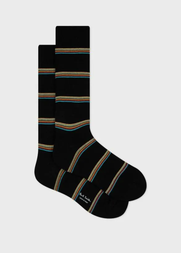 Paul Smith Socks Block 039Signature Stripe039 Socks Black 8211 Mens