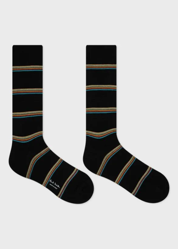 Paul Smith Socks Block 039Signature Stripe039 Socks Black 8211 Mens