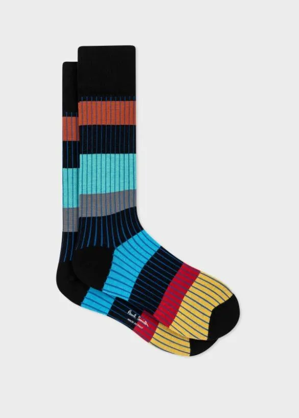 Paul Smith Socks Colour Block Stripe Socks Black 8211 Mens