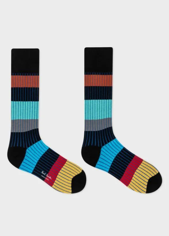 Paul Smith Socks Colour Block Stripe Socks Black 8211 Mens