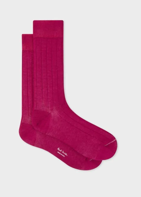 Paul Smith Socks CottonBlend Ribbed Socks Pink 8211 Mens