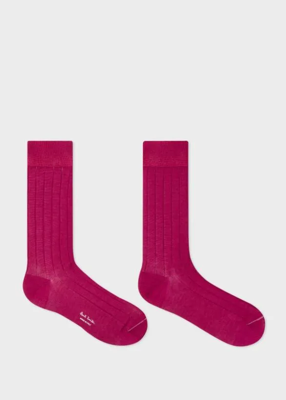Paul Smith Socks CottonBlend Ribbed Socks Pink 8211 Mens