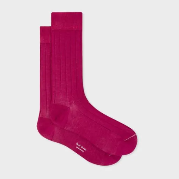Paul Smith Socks CottonBlend Ribbed Socks Pink 8211 Mens