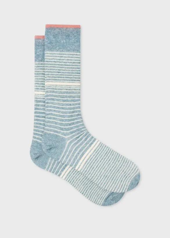 Paul Smith Socks LinenBlend Faded Striped Socks Blue 8211 Mens