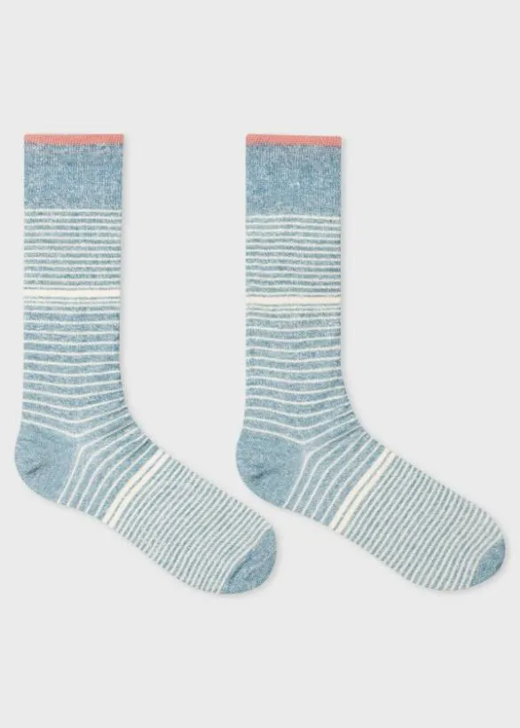Paul Smith Socks LinenBlend Faded Striped Socks Blue 8211 Mens
