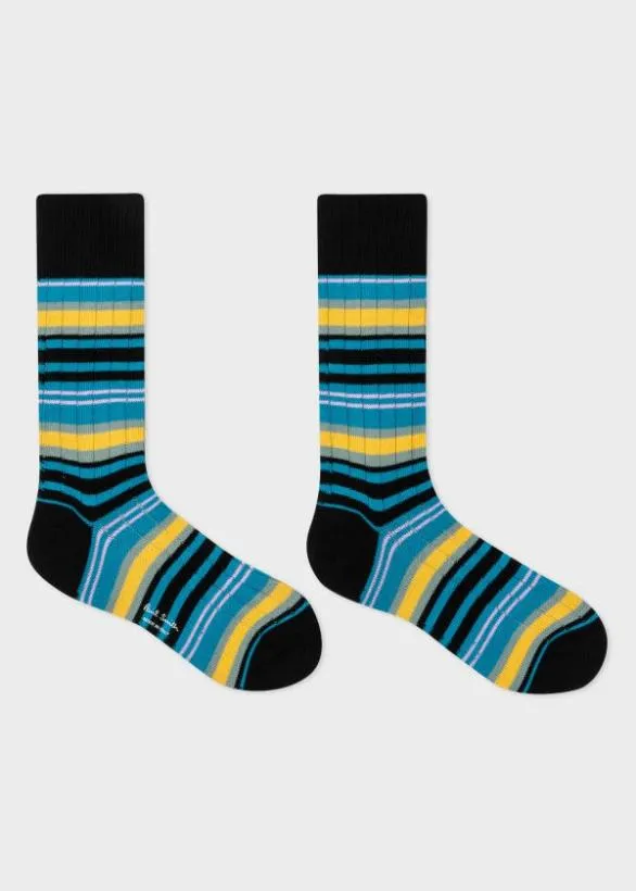 Paul Smith Socks Stripe CottonBlend Socks Turquoise 8211 Mens