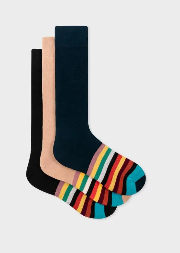 Paul Smith Socks Stripe Tipping Socks Three Pack Multicolour 8211 Mens