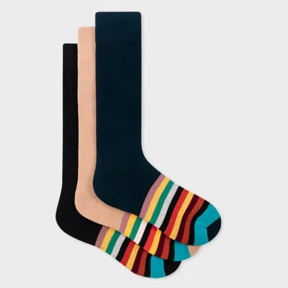Paul Smith Socks Stripe Tipping Socks Three Pack Multicolour 8211 Mens