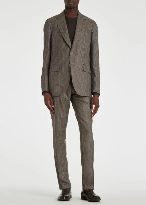 Paul Smith Suits Multi Gingham WoolTwill Suit Brown 8211 Mens