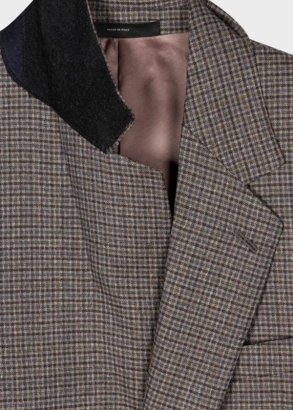 Paul Smith Suits Multi Gingham WoolTwill Suit Brown 8211 Mens