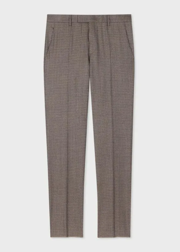 Paul Smith Suits Multi Gingham WoolTwill Suit Brown 8211 Mens