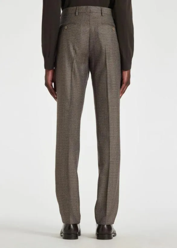 Paul Smith Suits Multi Gingham WoolTwill Suit Brown 8211 Mens