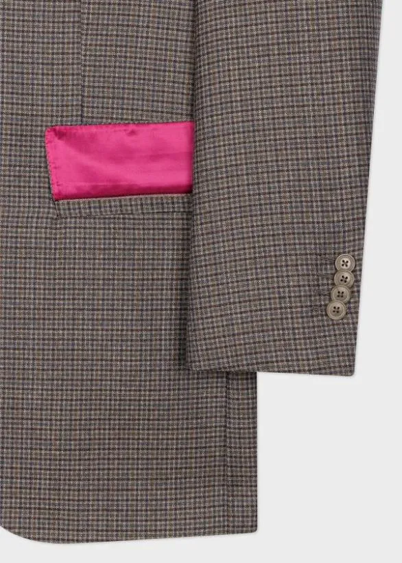 Paul Smith Suits Multi Gingham WoolTwill Suit Brown 8211 Mens