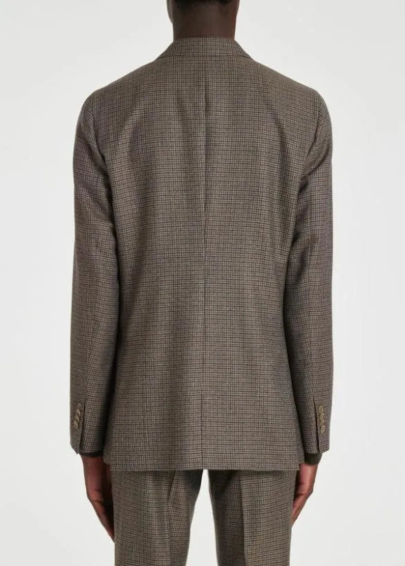 Paul Smith Suits Multi Gingham WoolTwill Suit Brown 8211 Mens