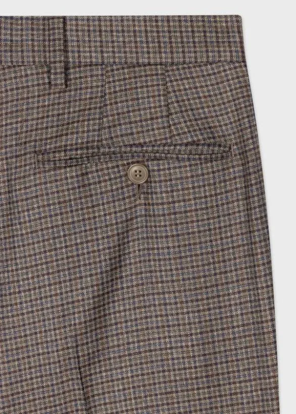 Paul Smith Suits Multi Gingham WoolTwill Suit Brown 8211 Mens