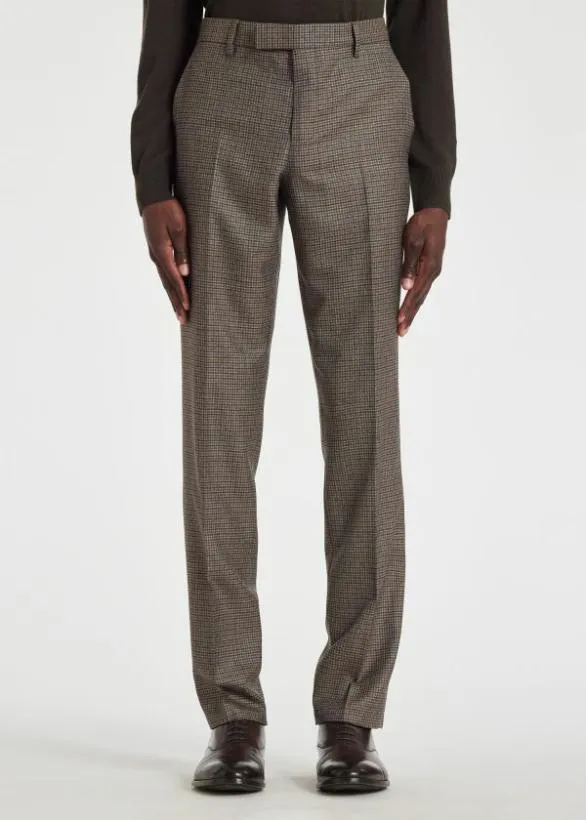 Paul Smith Suits Multi Gingham WoolTwill Suit Brown 8211 Mens