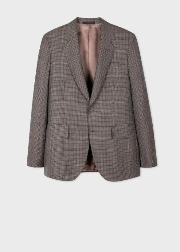 Paul Smith Suits Multi Gingham WoolTwill Suit Brown 8211 Mens
