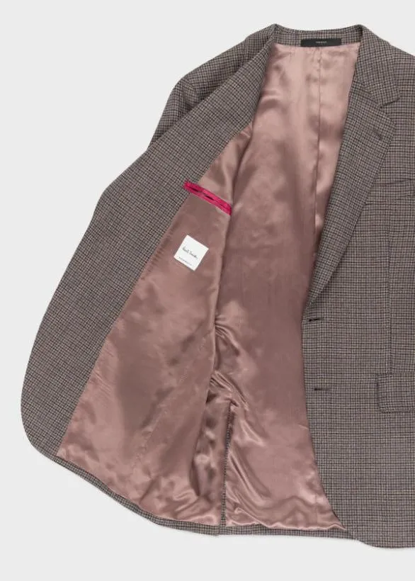 Paul Smith Suits Multi Gingham WoolTwill Suit Brown 8211 Mens