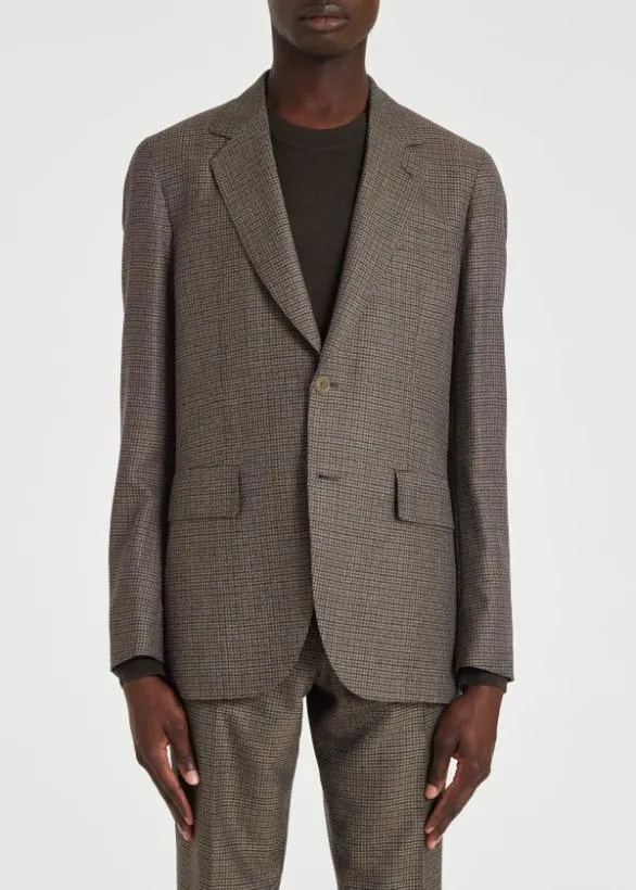 Paul Smith Suits Multi Gingham WoolTwill Suit Brown 8211 Mens