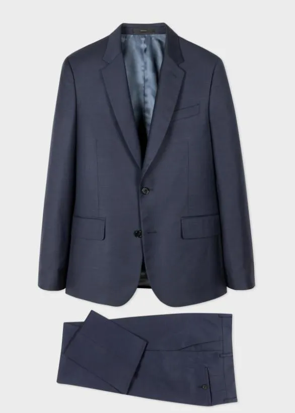 Paul Smith Suits TailoredFit Sharkskin Suit Navy 8211 Mens