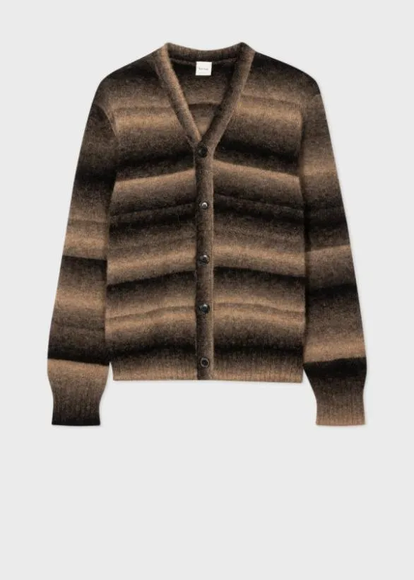 Paul Smith Sweaters AlpacaBlend Ombre Stripe Cardigan Brown 8211 Mens