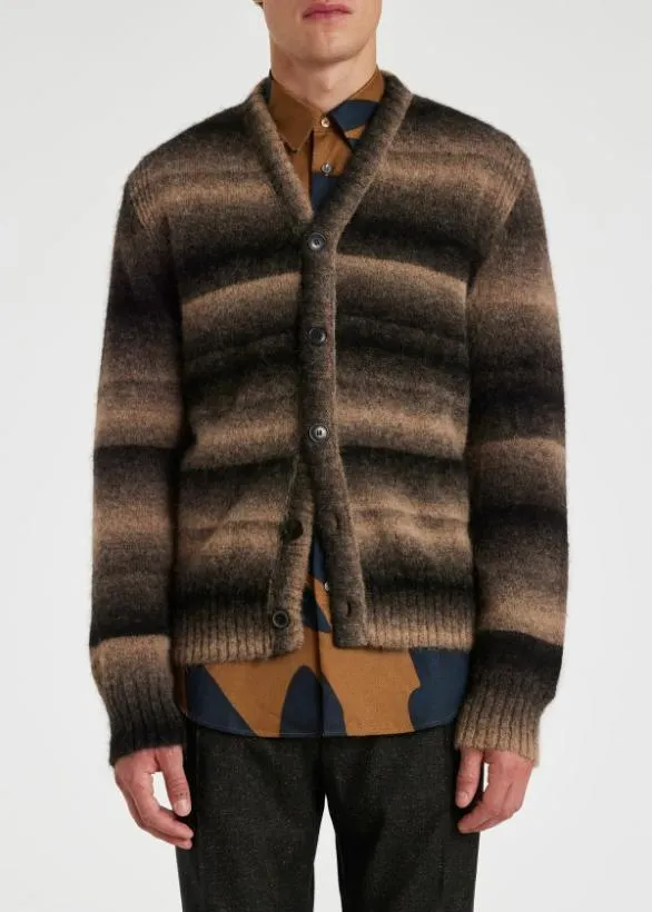 Paul Smith Sweaters AlpacaBlend Ombre Stripe Cardigan Brown 8211 Mens