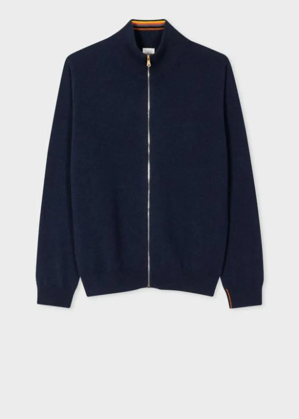 Paul Smith Sweaters Cashmere Zip Up Cardigan Navy 8211 Mens
