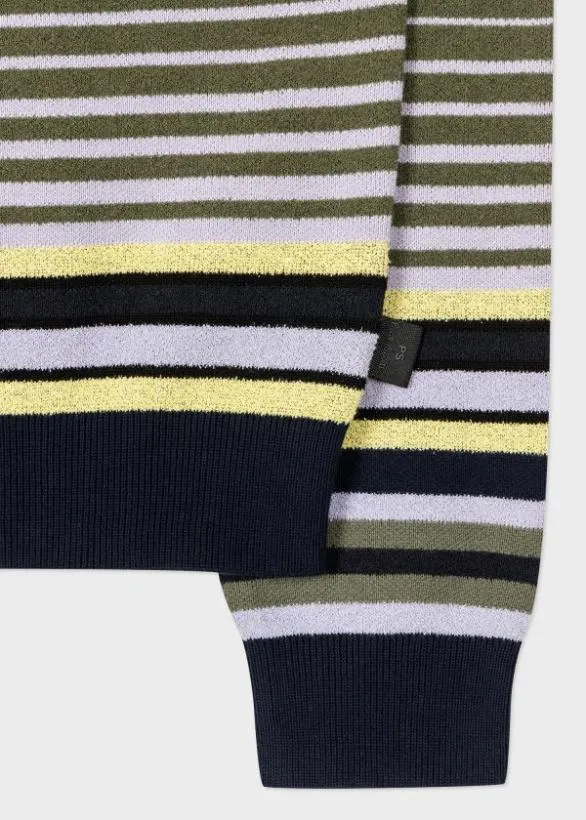 Paul Smith Sweaters CottonBlend Stripe Hem Sweater Khaki 8211 Mens