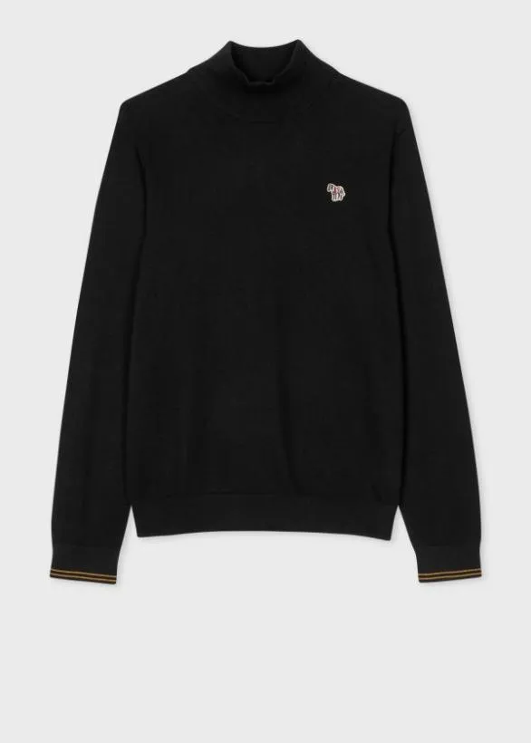 Paul Smith Sweaters CottonBlend Zebra Logo Mock RollNeck Sweater Black 8211 Mens Paul Smith Sweaters CottonBlend Zebra Logo Mock RollNeck Sweater Black 8211 Mens