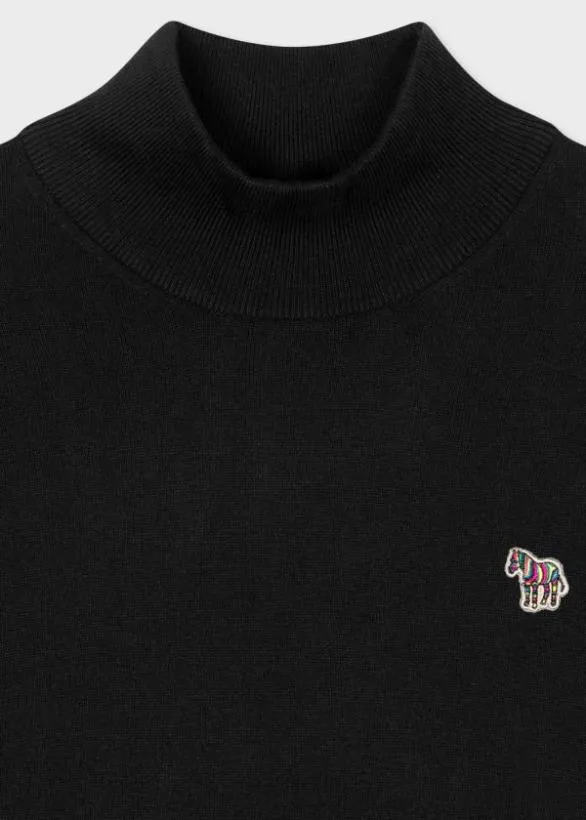 Paul Smith Sweaters CottonBlend Zebra Logo Mock RollNeck Sweater Black 8211 Mens