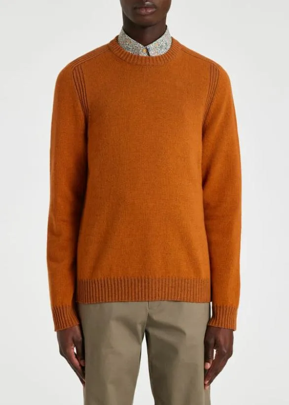 Paul Smith Sweaters Lambswool Crew Neck Sweater Rust 8211 Mens