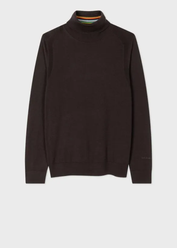 Paul Smith Sweaters Merino Wool Roll Neck Sweater Brown 8211 Mens