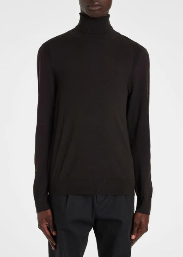 Paul Smith Sweaters Merino Wool Roll Neck Sweater Brown 8211 Mens