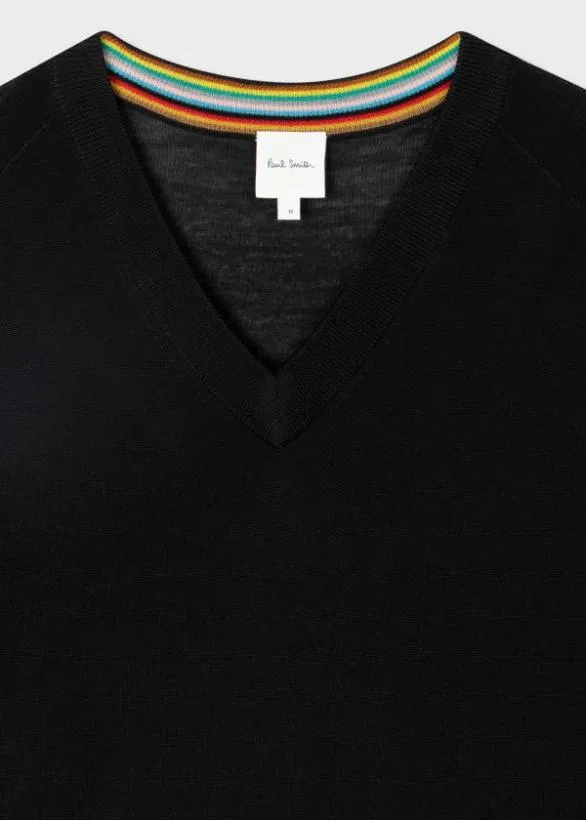 Paul Smith Sweaters Merino Wool VNeck Sweater Black 8211 Mens