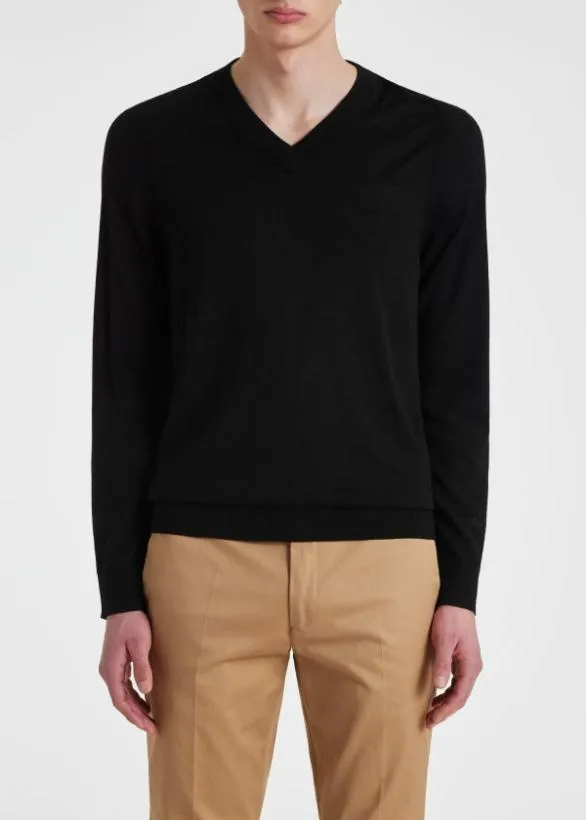 Paul Smith Sweaters Merino Wool VNeck Sweater Black 8211 Mens