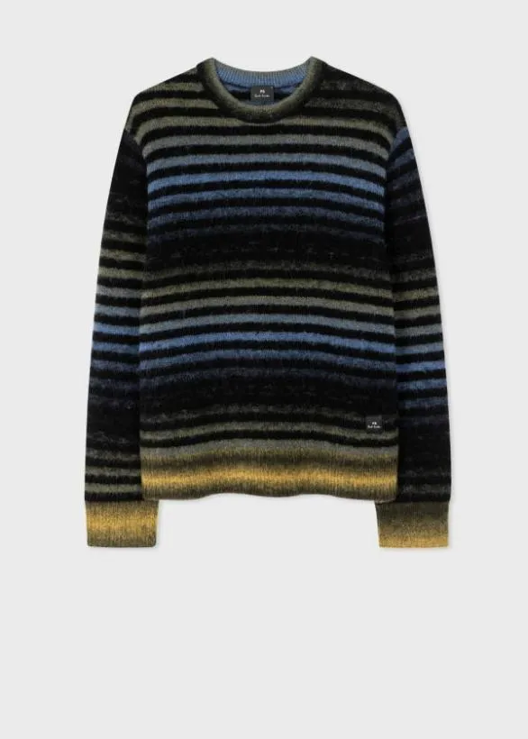 Paul Smith Sweaters MultiStripe MerinoBlend Sweater Blue 8211 Mens