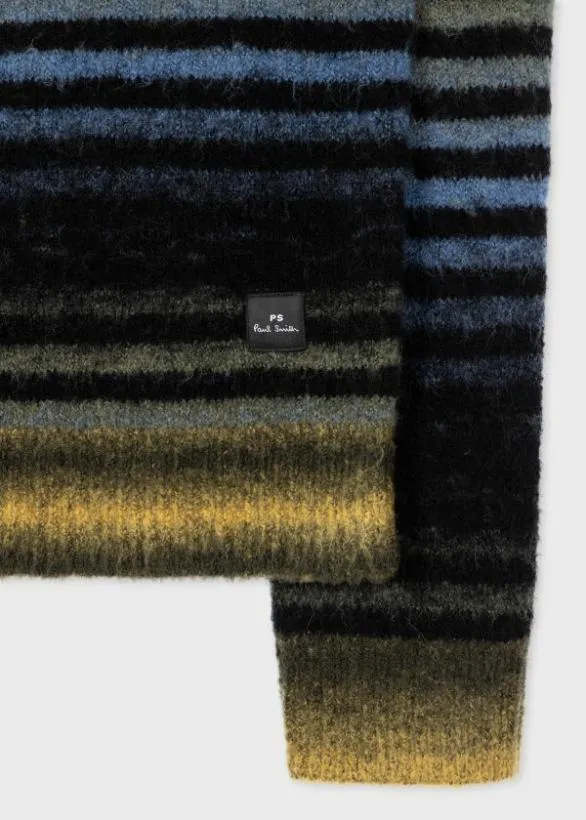 Paul Smith Sweaters MultiStripe MerinoBlend Sweater Blue 8211 Mens