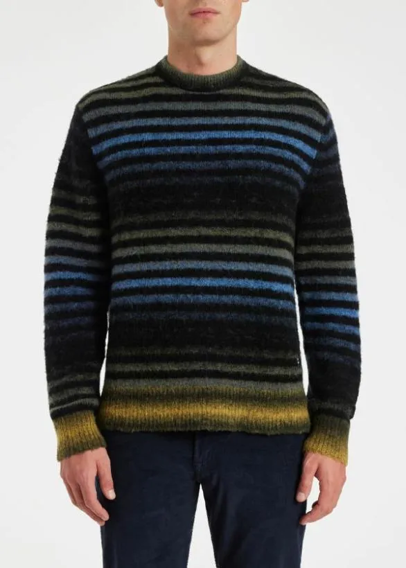 Paul Smith Sweaters MultiStripe MerinoBlend Sweater Blue 8211 Mens