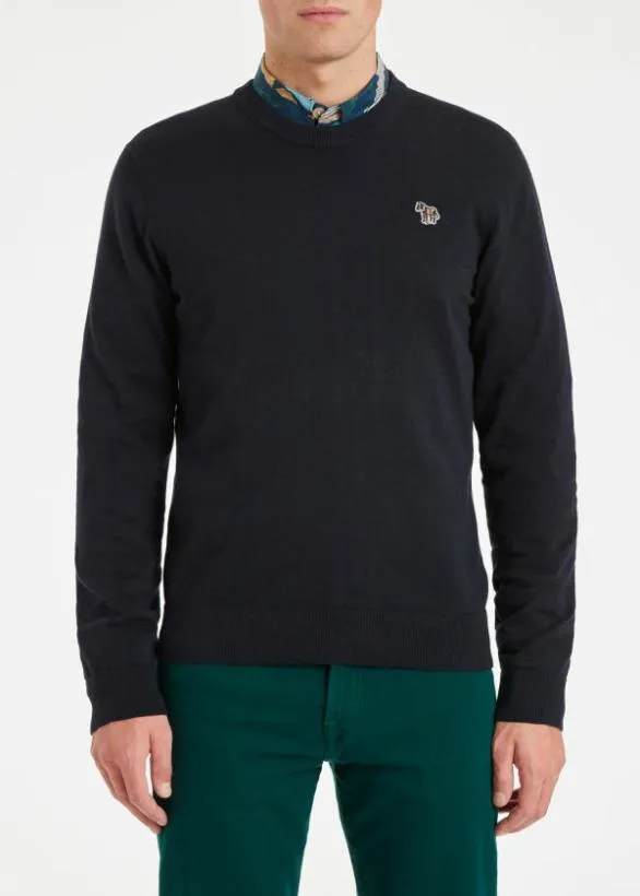 Paul Smith Sweaters Organic Cotton Zebra Logo Sweater Navy 8211 Mens