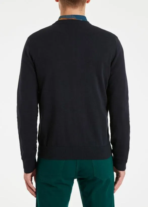 Paul Smith Sweaters Organic Cotton Zebra Logo Sweater Navy 8211 Mens