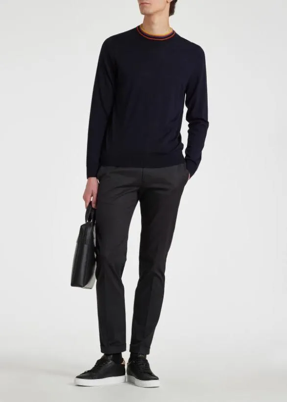 Paul Smith Sweaters Washable Wool 039Artist Stripe039 Collar Sweater Navy 8211 Mens