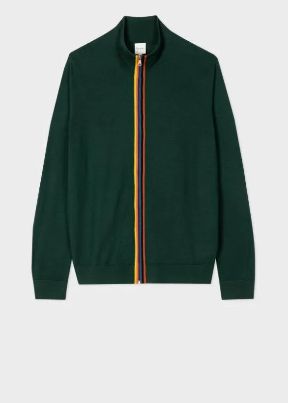 Paul Smith Sweaters Washable Wool 039Artist Stripe039 Zip Cardigan Racing Green 8211 Mens Paul Smith Sweaters Washable Wool 039Artist Stripe039 Zip Cardigan Racing Green 8211 Mens