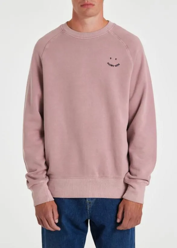 Paul Smith Sweatshirts and Hoodies 039Happy039 Raglan Sweatshirt Pink 8211 Mens