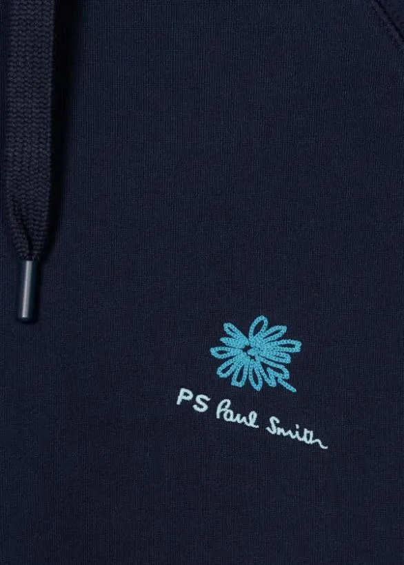 Paul Smith Sweatshirts and Hoodies Embroidered Floral Hoodie Navy 8211 Mens