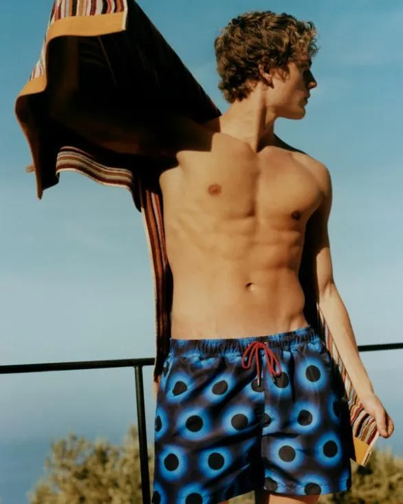 Paul Smith Swimwear 039Glow Polka039 Long Swim Shorts Navy 8211 Mens