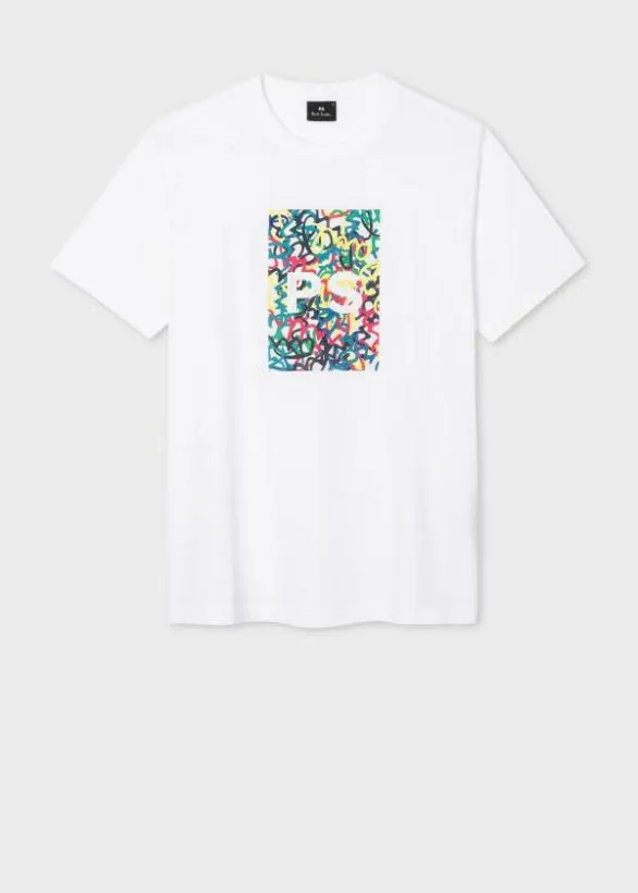 Paul Smith TShirts 039PS Graffiti039 Print Cotton TShirt White 8211 Mens
