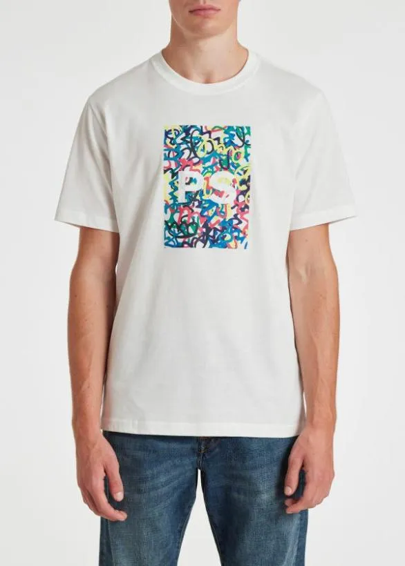 Paul Smith TShirts 039PS Graffiti039 Print Cotton TShirt White 8211 Mens
