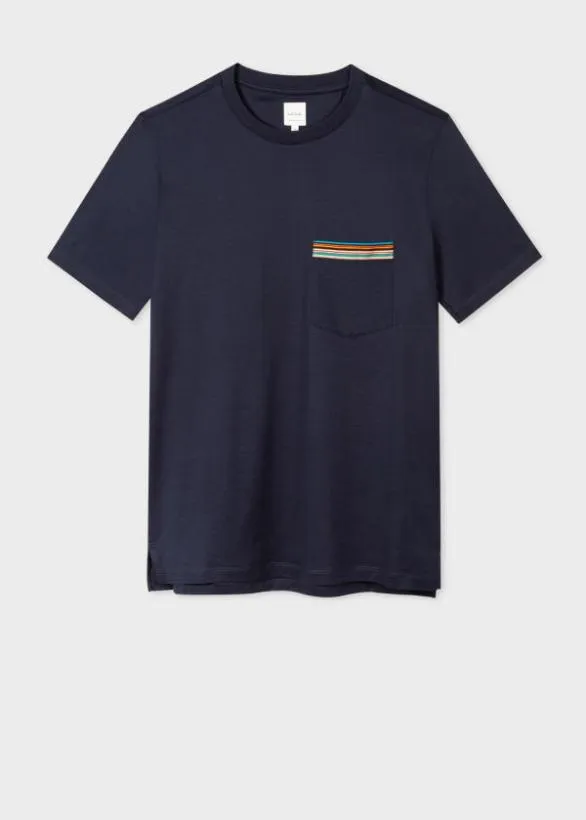 Paul Smith TShirts 039Signature Stripe039 Pocket TShirt Navy 8211 Mens