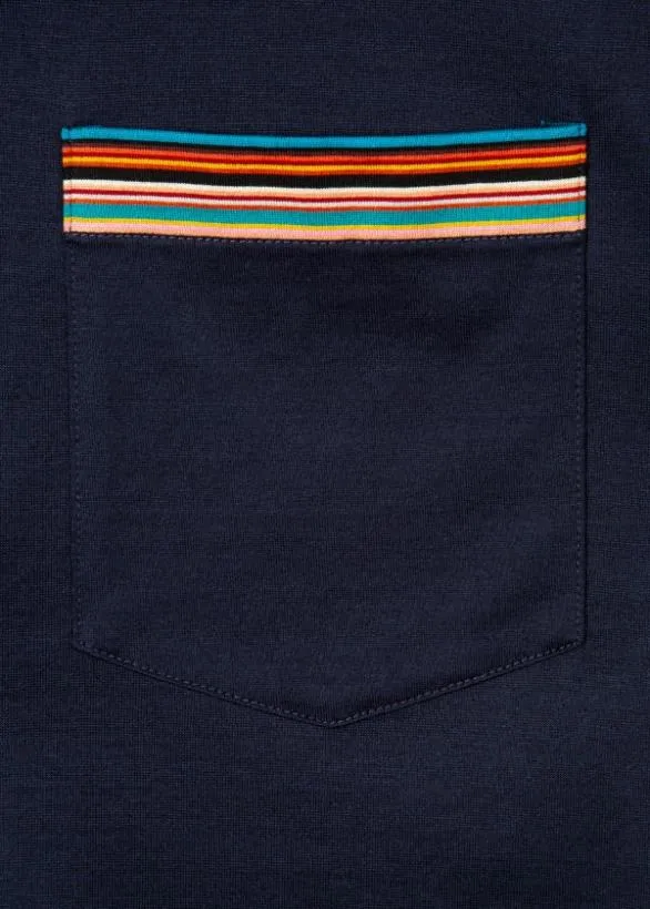 Paul Smith TShirts 039Signature Stripe039 Pocket TShirt Navy 8211 Mens