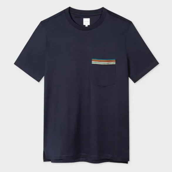 Paul Smith TShirts 039Signature Stripe039 Pocket TShirt Navy 8211 Mens